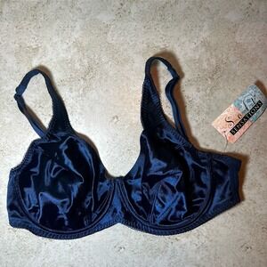 New! VTG Soft Sensations Satin Silky Blue Unlined Underwire 42C Bra 81440 NWT